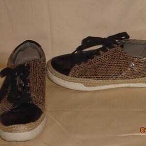 Snake print Black leather espadrille Sneaker athletic shoe Sz 8